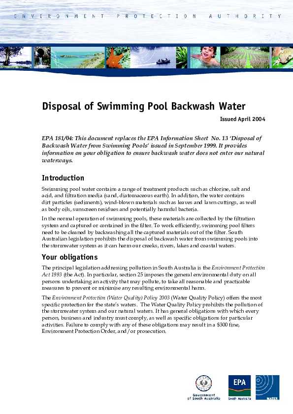 (PDF) Disposal of Swimming Pool Backwash Water Rifau Sadhig