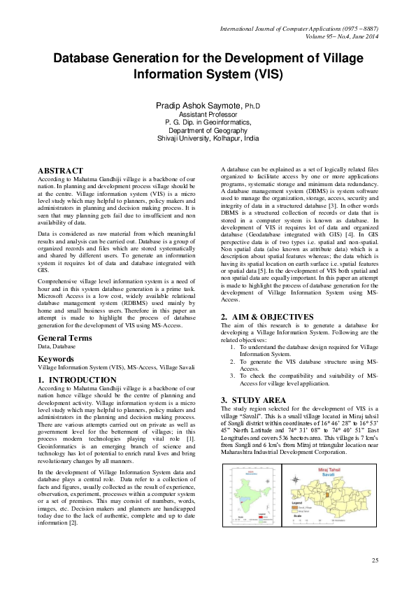 (PDF) Database Generation of the Development of Village Information ...