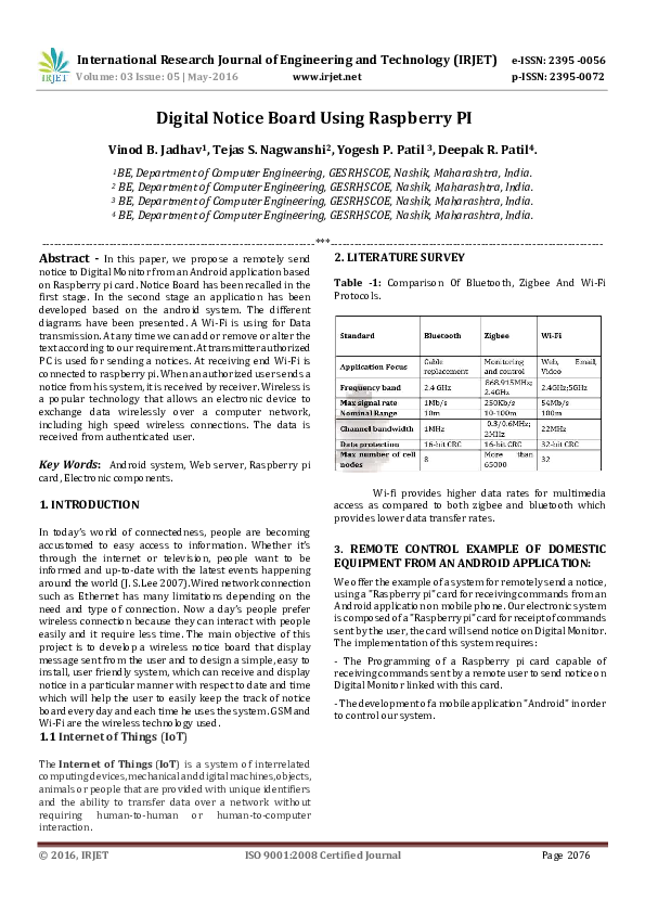 (PDF) Digital Notice Board Using Raspberry PI IRJET Journal Academia.edu