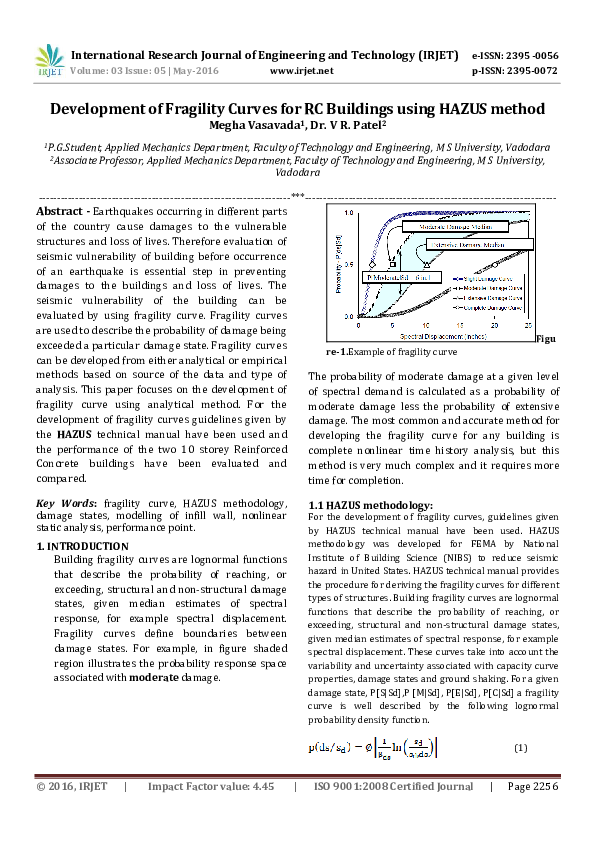 (PDF) Development of Fragility Curves for RC Buildings using HAZUS method