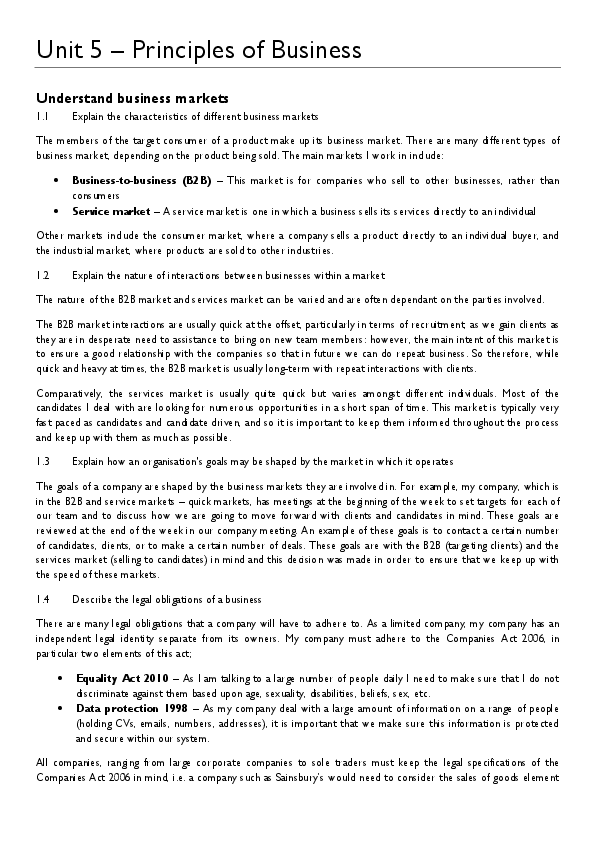 (DOC) Unit 5 – Principles of Business