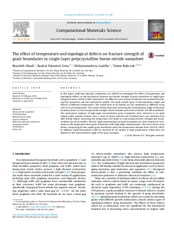 (PDF) The effect of temperature and topological defects on fracture ...