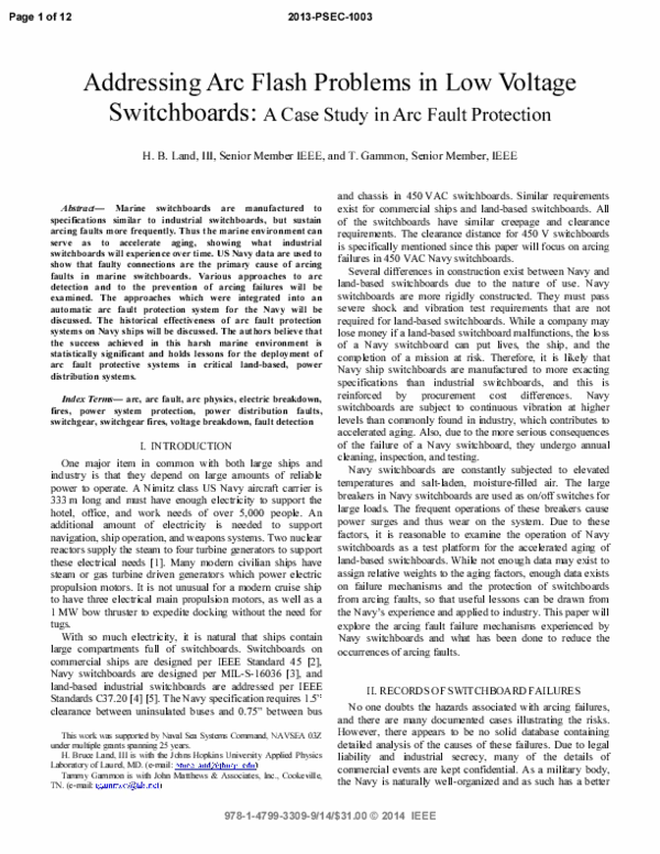 (PDF) Addressing Arc Flash Problems in Low Voltage Switchboards: A Case ...