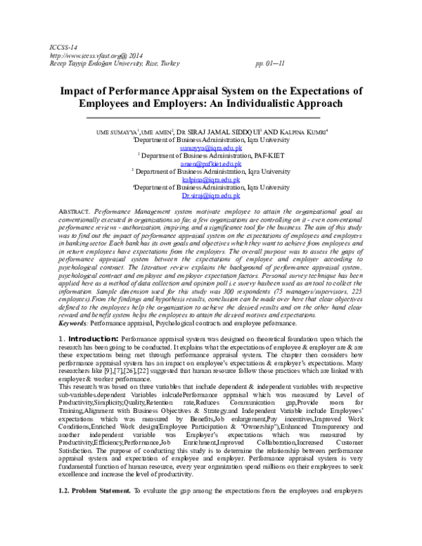 (DOC) Impact of Performance Appraisal System on the Expectations of ...