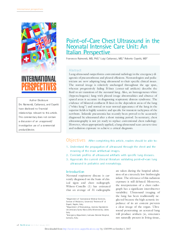 (PDF) Point-of-Care Chest Ultrasound in the Neonatal Intensive Care ...
