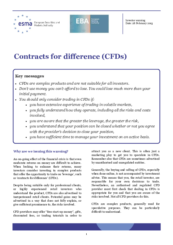 (PDF) Contracts for difference (CFDs