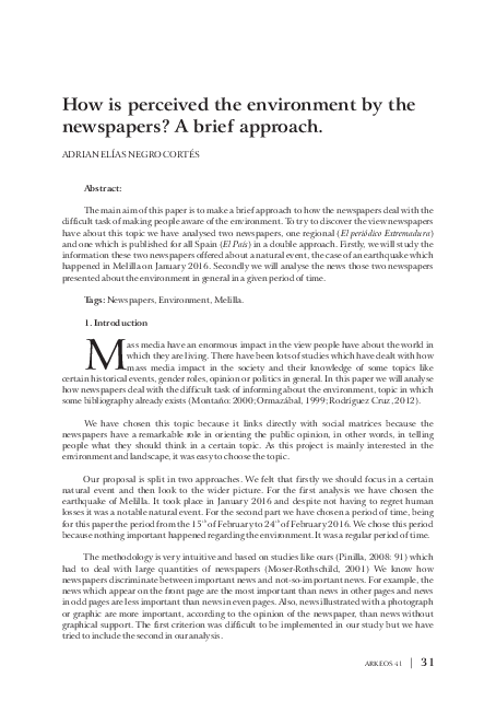(PDF) How is perceived the environment by the newspapers? A brief approach