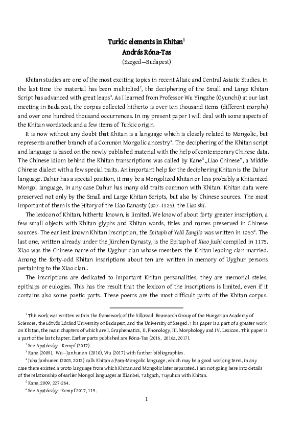 (PDF) Turkic elements in