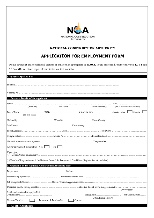 (PDF) APPLICATION FOR EMPLOYMENT FORM Jemimah Muraya Academia.edu