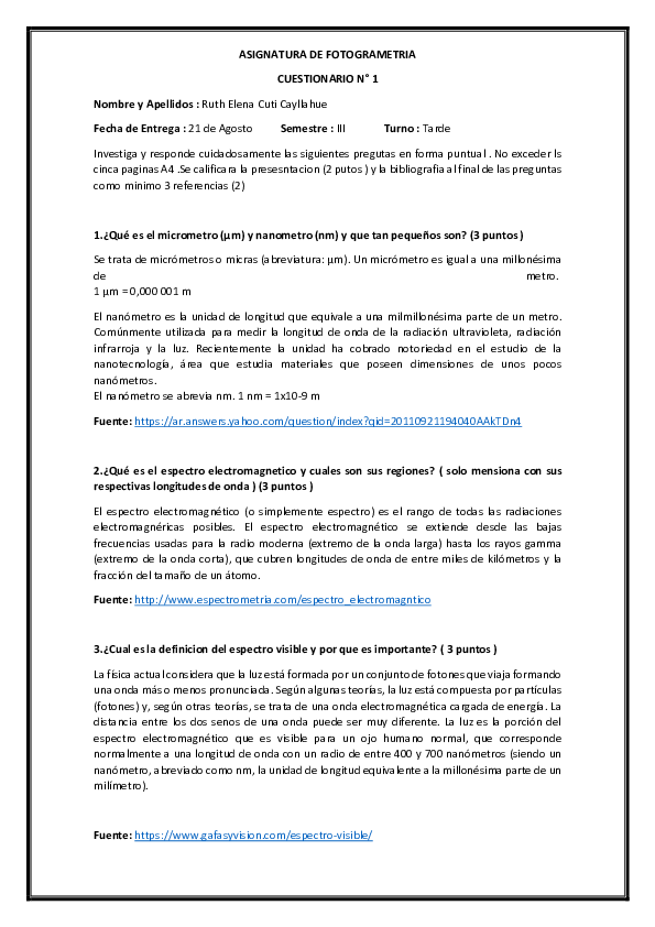 Doc Asignatura De Fotogrametria Cuestionario N 1 Ruth Cuti Academia Edu