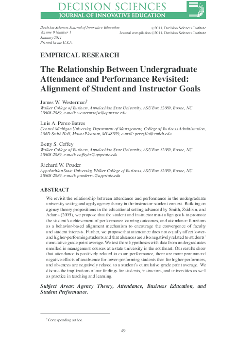 (PDF) The Relationship Between Undergraduate Attendance and Performance ...