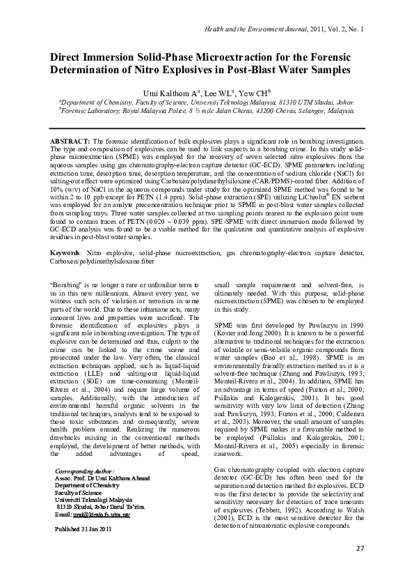 (PDF) Direct Immersion Solid-Phase Microextraction for The Forensic ...