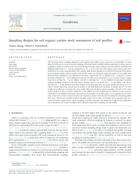  PDF Sampling Designs For Soil Organic Carbon Stock Assessment Of Soil 