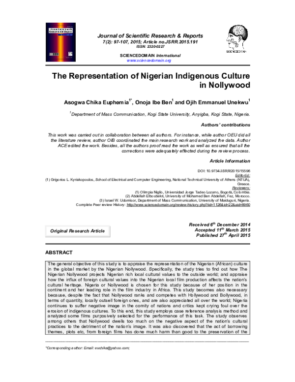 (PDF) The Representation of Nigerian Indigenous Culture in Nollywood
