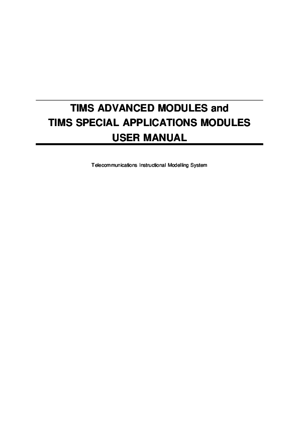 (PDF) TIMS ADVANCED MODULES and TIMS SPECIAL APPLICATIONS MODULES USER ...