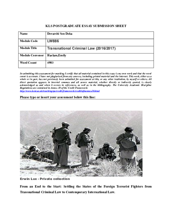 (DOC) From an End to the Start: Settling the Status of the Foreign ...