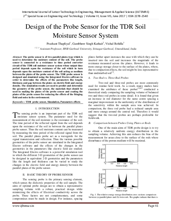 (PDF) Design of the Probe Sensor for the TDR Soil Moisture Sensor System