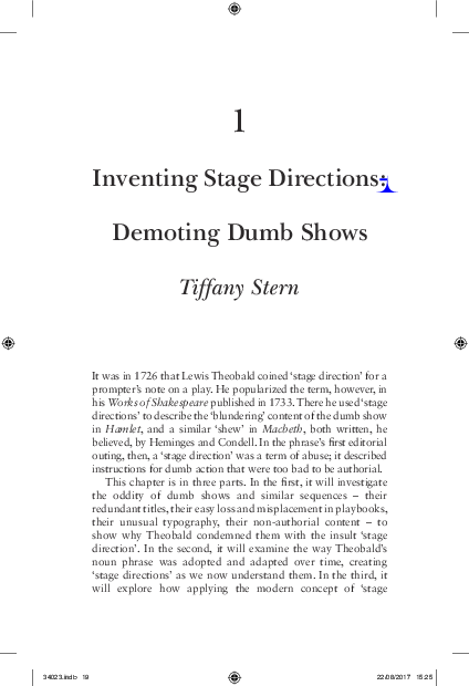 (PDF) 'Inventing Stage Directions: Demoting Dumb Shows' in Stage ...