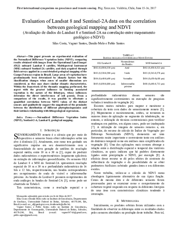 (PDF) Evaluation of Landsat 8 and Sentinel-2A data on the correlation ...
