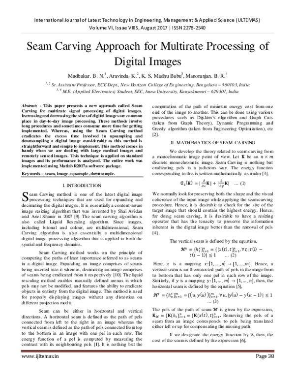 (PDF) Seam Carving Approach for Multirate Processing of Digital Images