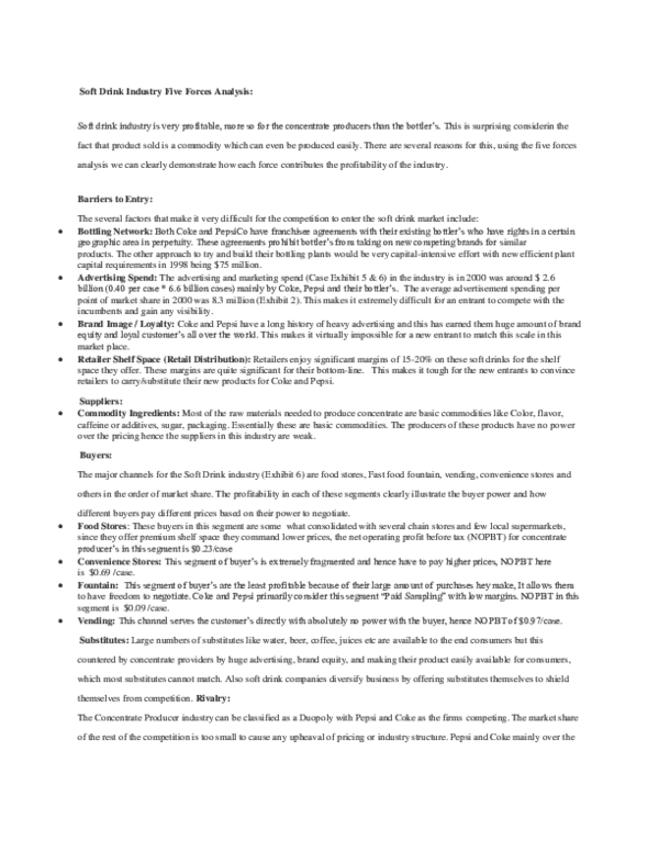 (DOC) Soft Drink Industry Five Forces Analysis