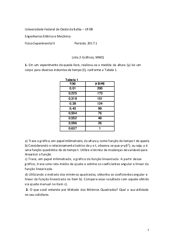 (PDF) Lista de Exerccios - Fsica Experimetnal II