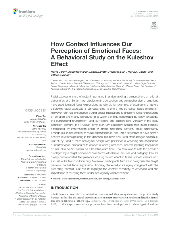 (PDF) How Context Influences Our Perception of Emotional Faces: A ...