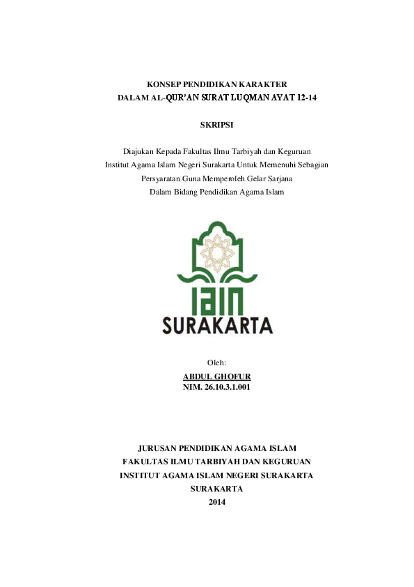 (PDF) Konsep pendidikan karakter dalam al quran surat luqman ayat 12 14 ...