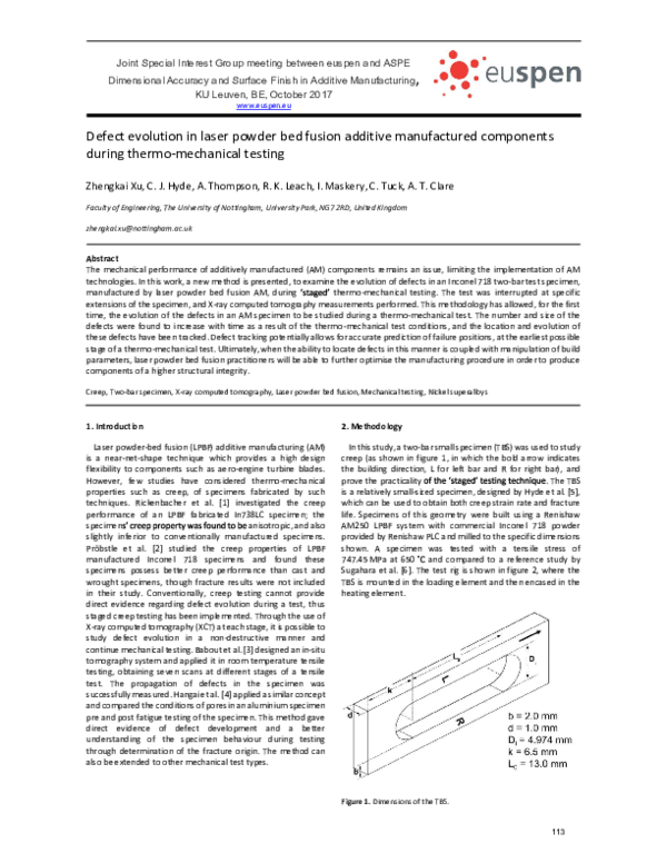 (PDF) Defect evolution in laser powder bed fusion additive manufactured ...