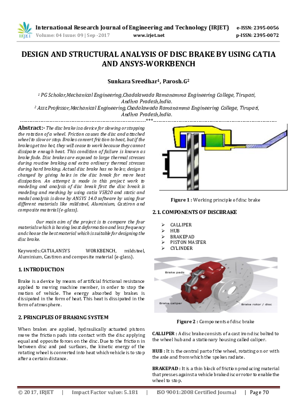 Transient thermal analysis of disc brake image