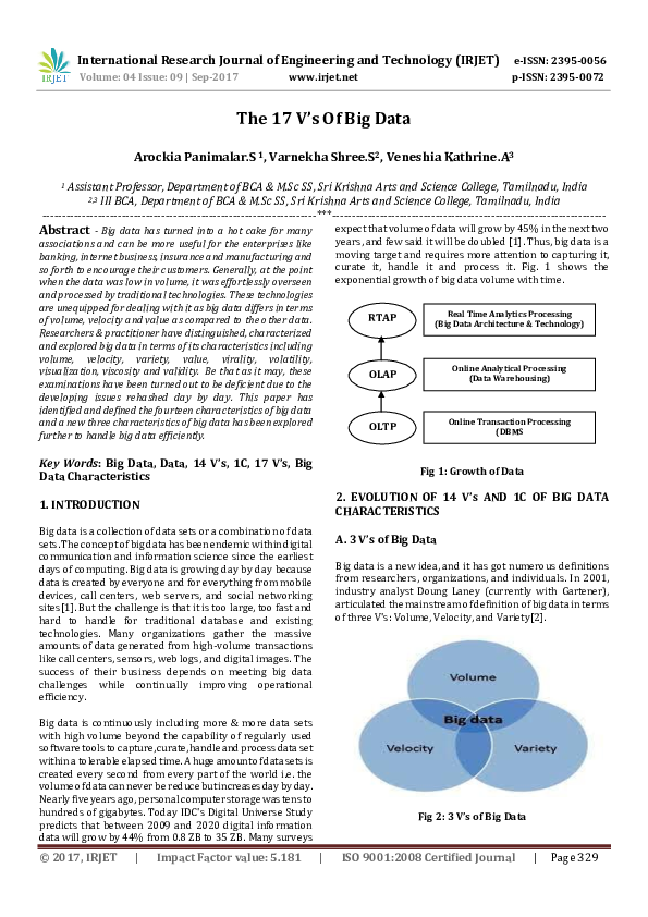 (PDF) The 17 V's Of Big Data IRJET Journal Academia.edu