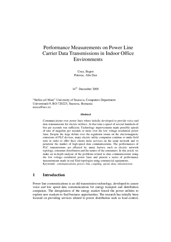 (PDF) Performance Measurements on Power Line Carrier Data Transmissions