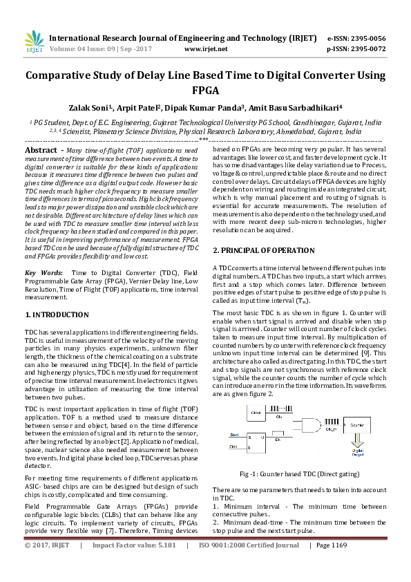 (PDF) Comparative Study of Delay Line Based Time to Digital Converter