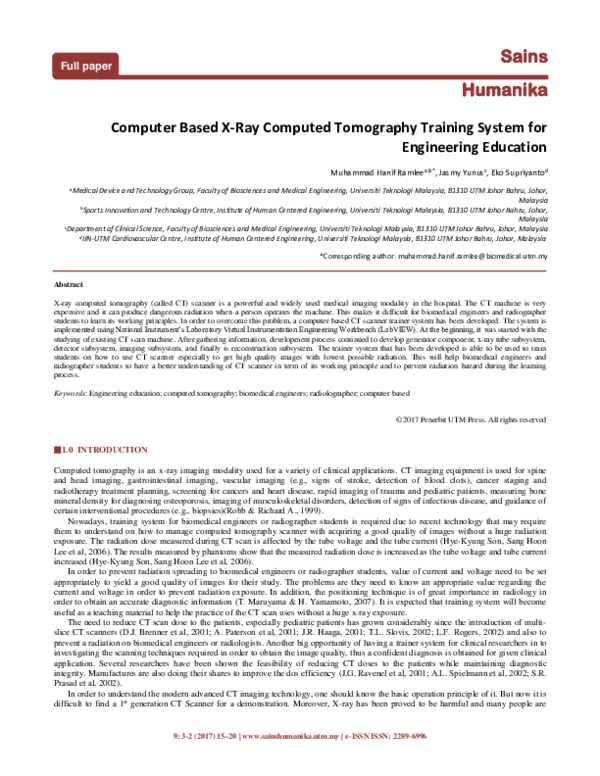 (PDF) Computer Based X-Ray Computed Tomography Training System for ...