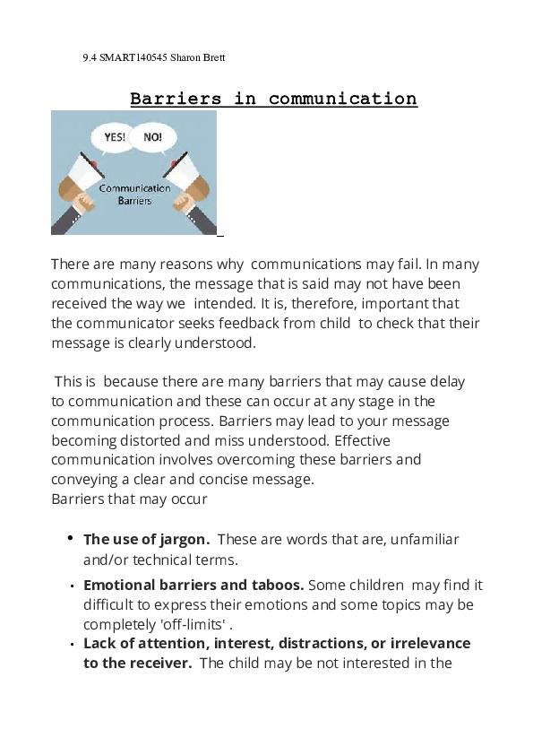 Communication barriers sharon Brett Academia.edu