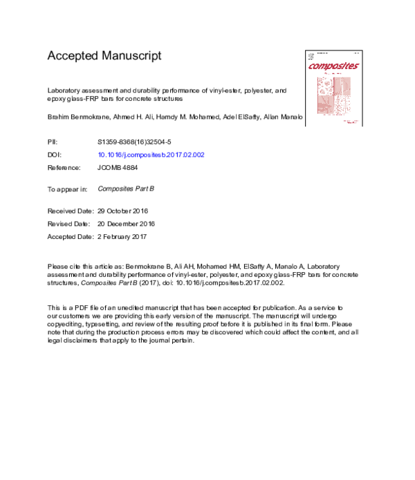 (PDF) Accepted Manuscript Laboratory assessment and durability ...