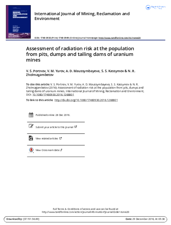 (PDF) International Journal of Mining, Reclamation and Environment ...