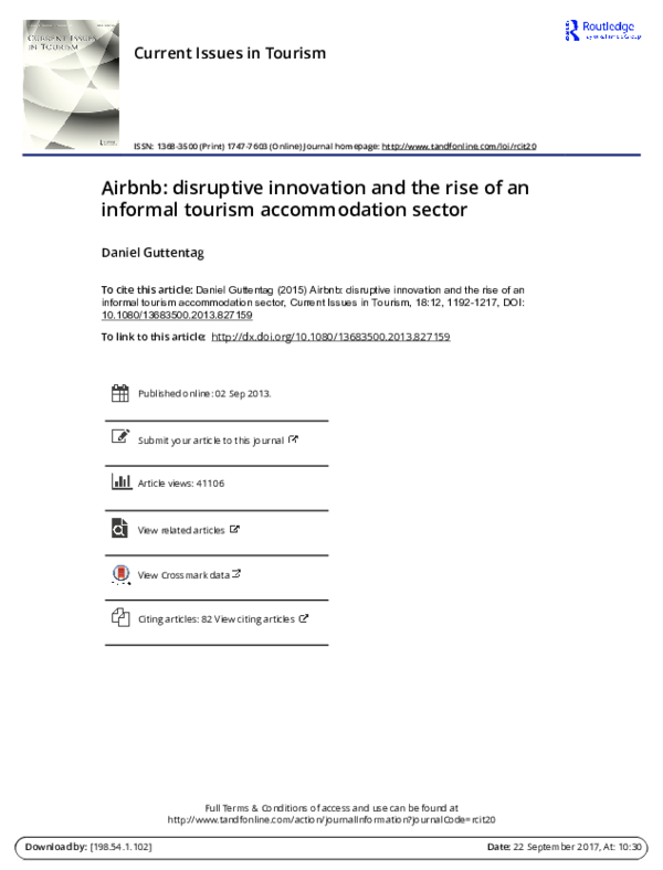 (PDF) Current Issues in Tourism Airbnb: disruptive innovation and the