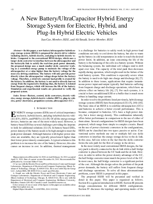 (PDF) A New Battery/UltraCapacitor Hybrid Energy Storage System for