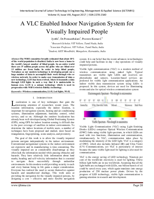 (PDF) A VLC Enabled Indoor Navigation System for Visually Impaired People