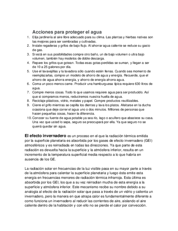 (DOC) Acciones para proteger el agua