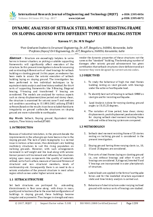 (PDF) DYNAMIC ANALYSIS OF SETBACK STEEL MOMENT RESISTING FRAME ON ...