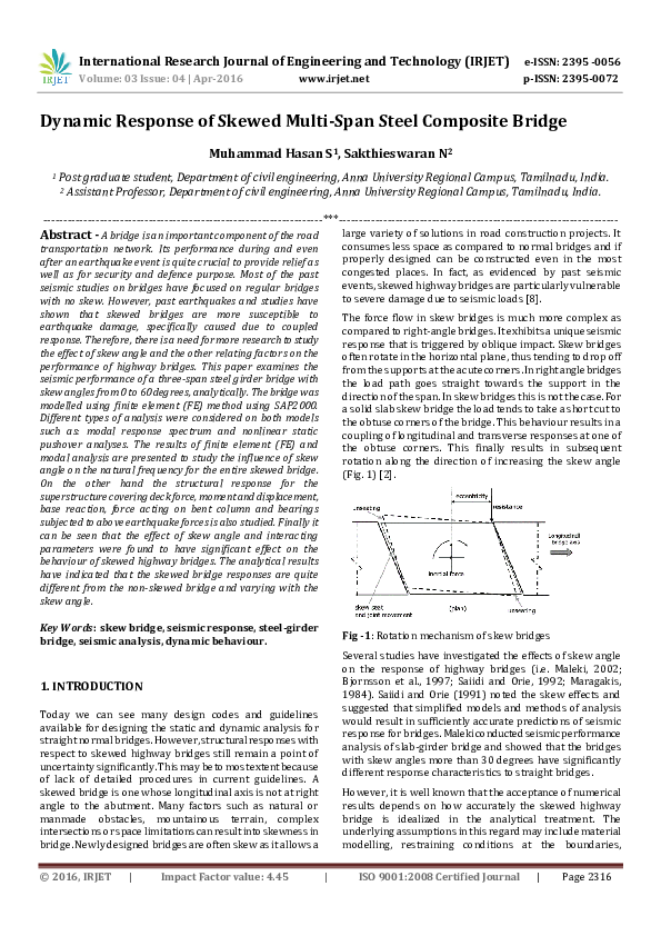 (PDF) Dynamic Response of Skewed Multi-Span Steel Composite Bridge