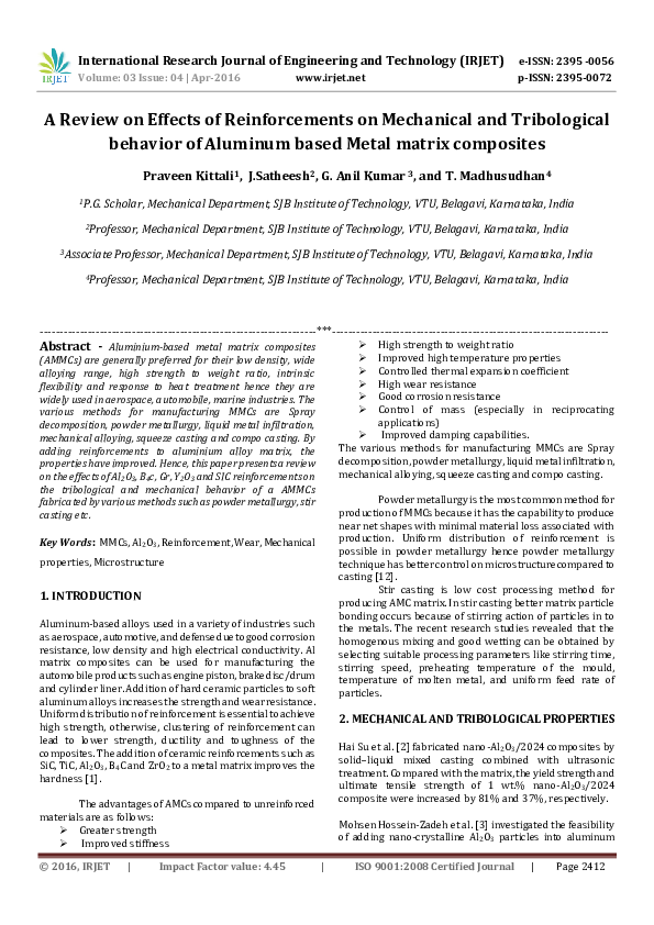 (PDF) A Review on Effects of Reinforcements on Mechanical and ...