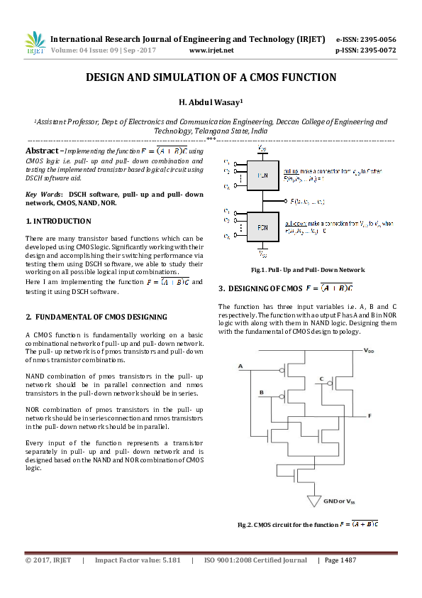 (PDF) DESIGN AND SIMULATION OF A CMOS FUNCTION