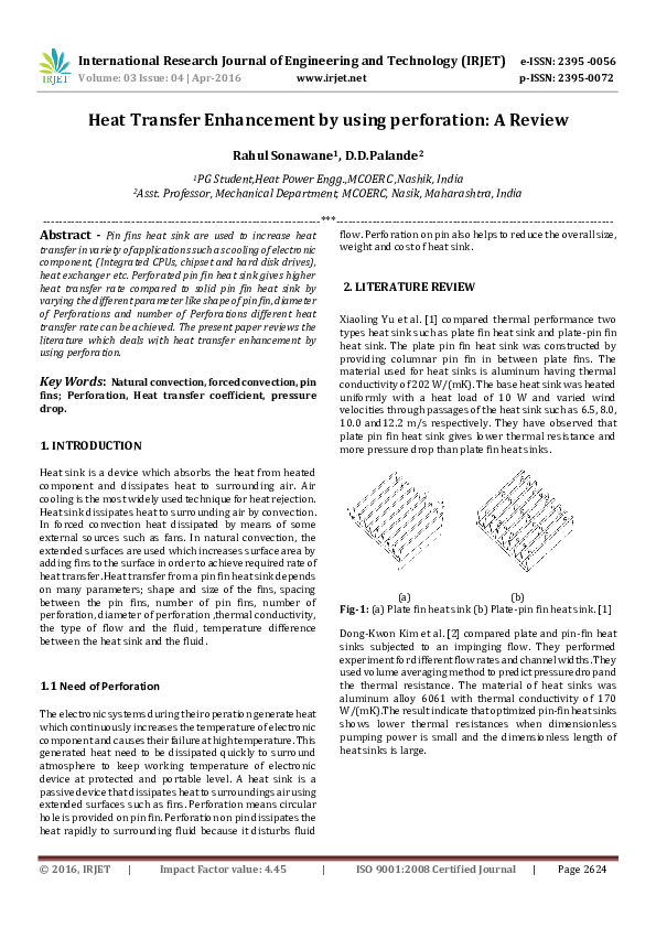 (PDF) Heat Transfer Enhancement by using perforation: A Review