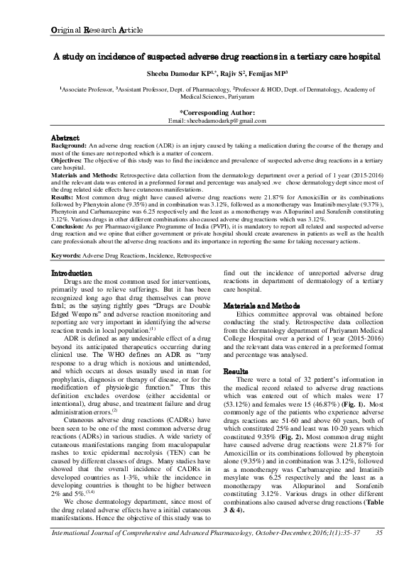 (PDF) A study on incidence of suspected adverse drug reactions in a ...