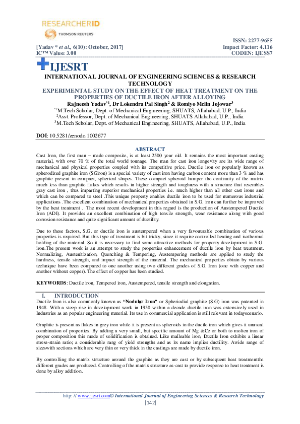 (PDF) EXPERIMENTAL STUDY ON THE EFFECT OF HEAT TREATMENT ON THE ...