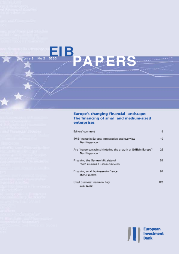 Pdf Europe S Changing Financial Landscape The Financing Of Small