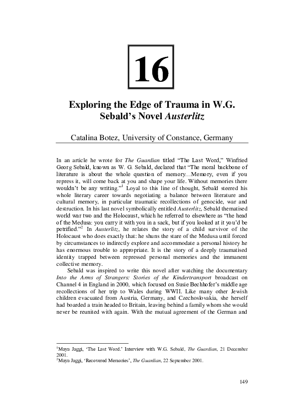 (PDF) Exploring the Edge of Trauma in W.G. Sebald’s Novel Austerlitz
